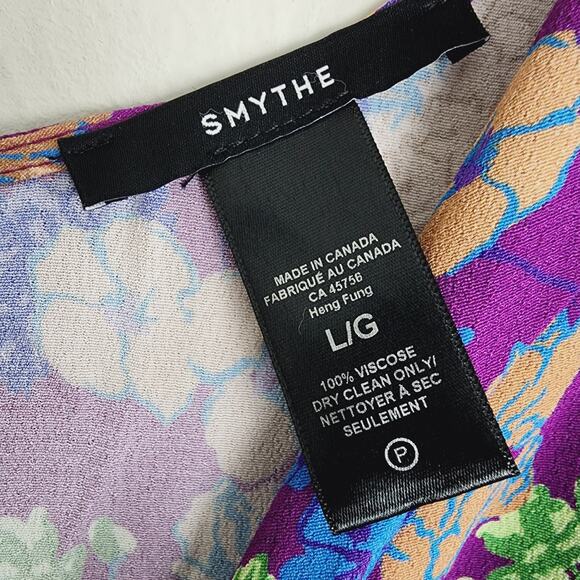 SMYTHE Violet Floral Front Twist Kimono Sleeve Midi Dress - Picture 10 of 16